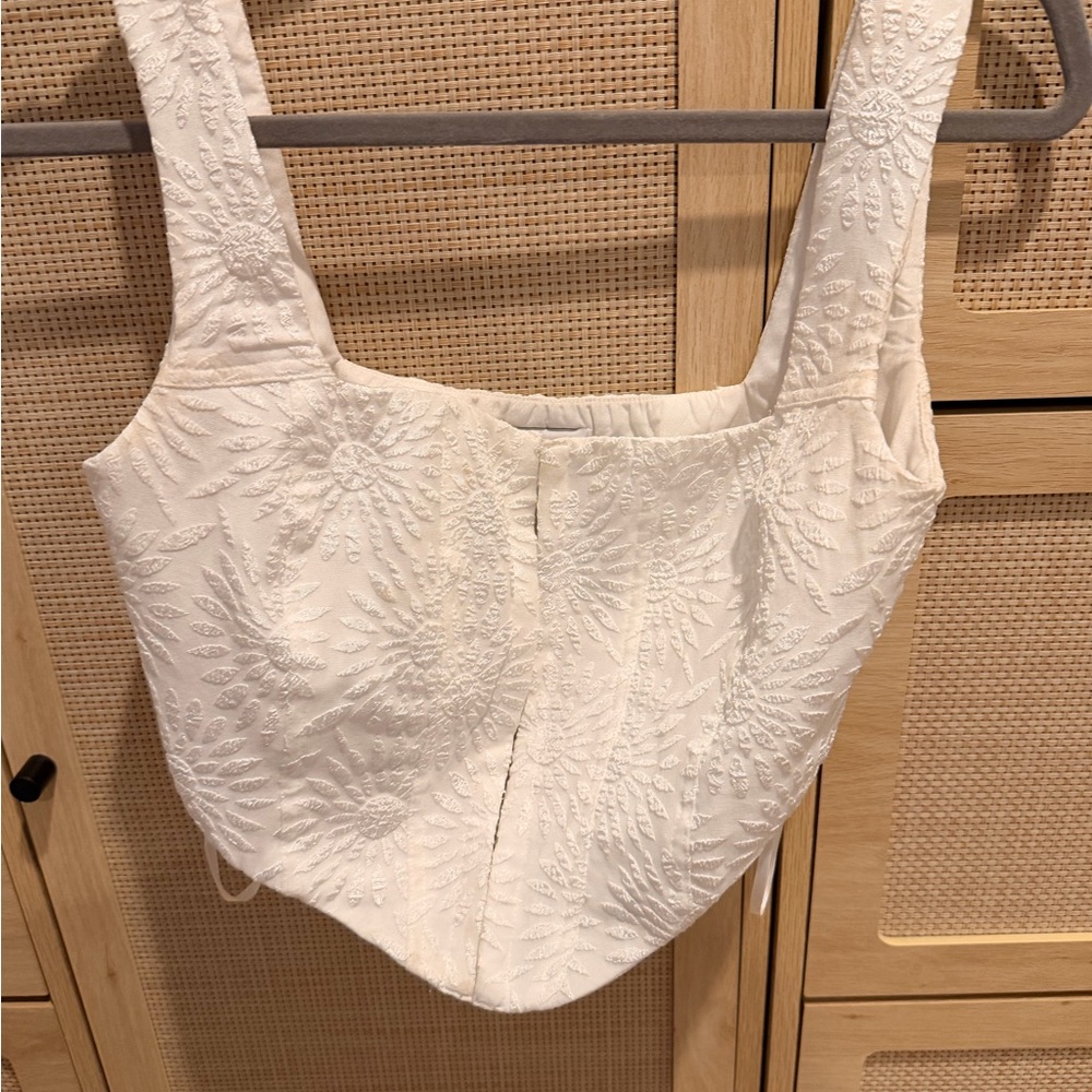 Princess Polly White Embroidered Square-Neck Corset